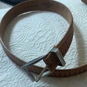 Tommy Bahama Brown Woven Belt with Silver Buckle